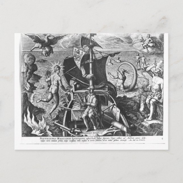 Carte Postale Ferdinand Magellan  à bord de sa caravelle, 1522 (Devant)