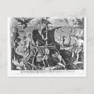 Carte Postale Ferdinand Magellan  à bord de sa caravelle, 1522