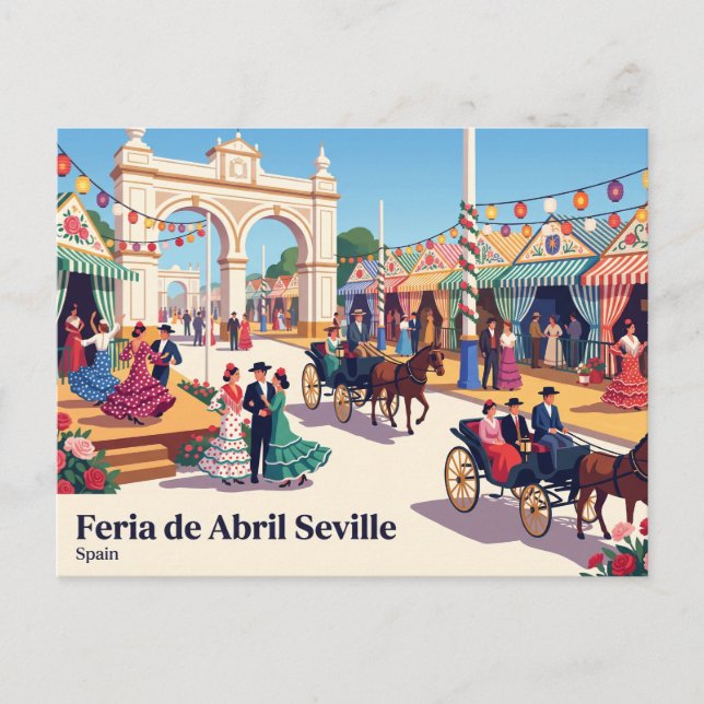Carte Postale Feria de Abril Séville Espagne (Devant)