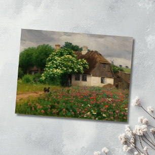 Carte Postale Ferme avec Fleurs de prairie