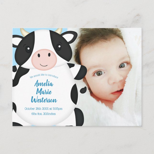 Carte Postale Ferme de Baby showers de vache (Devant)