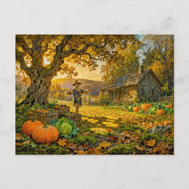 Carte Postale Ferme de campagne à la récolte (Devant)