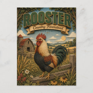 Carte Postale Ferme de campagne de coq poulet POPCUT