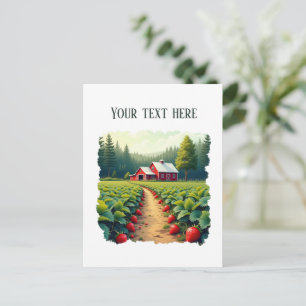 Carte Postale Ferme de fraises amusante personnalisable 