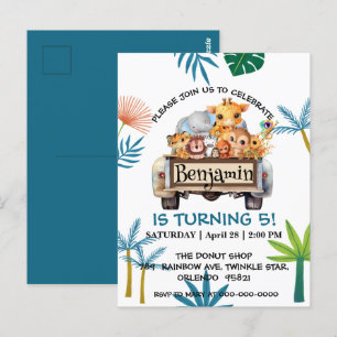 Carte Postale Ferme de la jungle du zoo mignon camion tracteur g