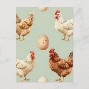 Carte Postale Ferme de poules réalistes motif d'œufs frais