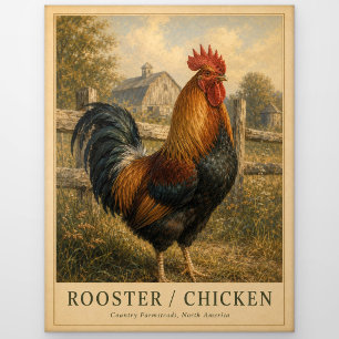 Carte Postale Ferme de poulet Coq VINTAGE