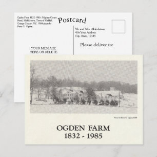 Carte Postale Ferme Ogden 1832-1985 Ville de Wallkill New York