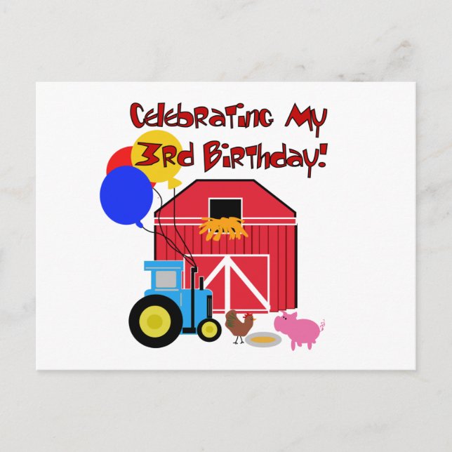 Carte Postale Ferme T-shirts et cadeaux pour le 3e anniversaire (Devant)
