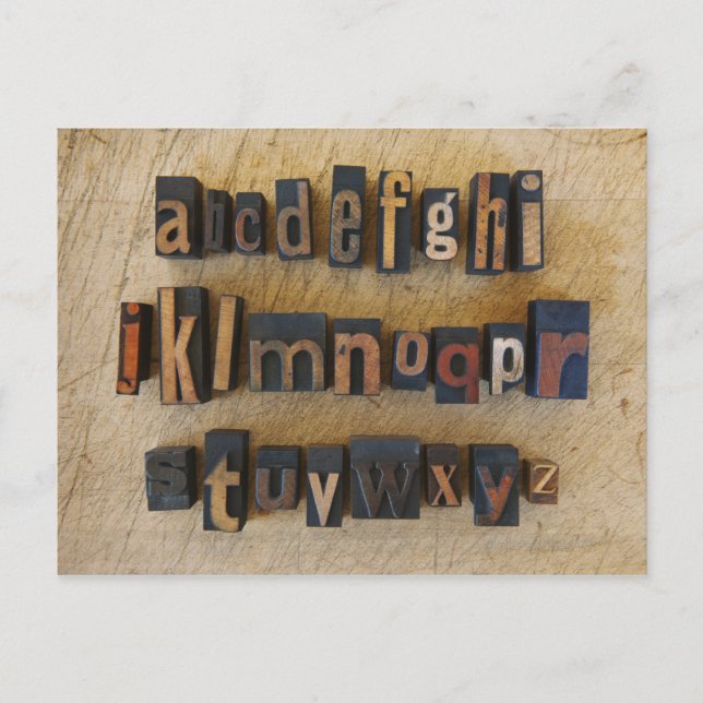 Carte Postale Fermer l'alphabet sur letterpress (Devant)