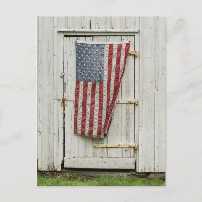 Carte Postale Fermes | Porte Blanche Avec Drapeau Américain (Devant)