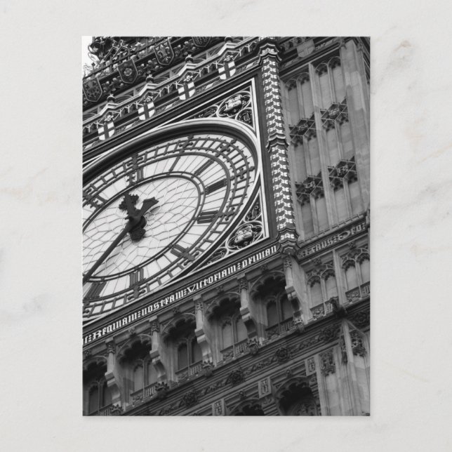Carte Postale Fermez-vous sur Big Ben en noir et blanc (Devant)