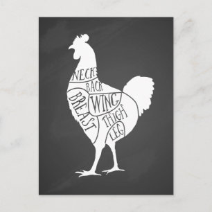 Carte Postale fermier charcuterie de poulet découpes d'art petit