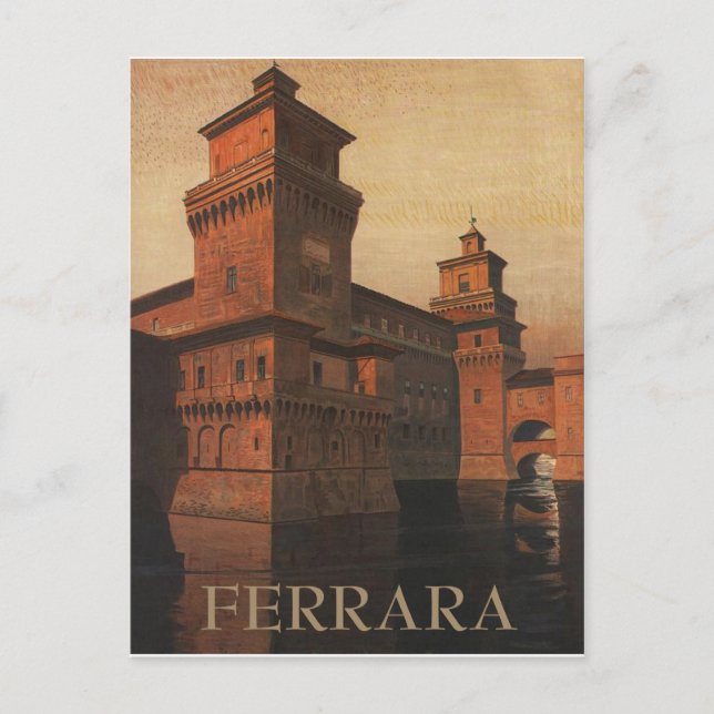 Carte Postale Ferrara, Château d'Este, Italie. Vintage (Devant)