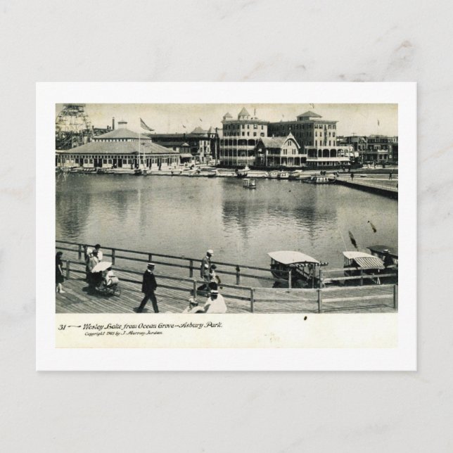 Carte Postale Ferris Wheel, Wesley Lake, Asbury Park, NJ Vintage (Devant)