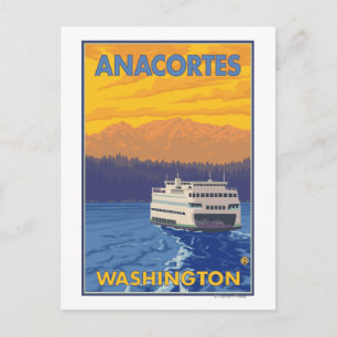 Carte Postale Ferry and Mountains - Anacortes, Washington