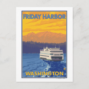 Carte Postale Ferry and Mountains - Friday Harbour, Washington