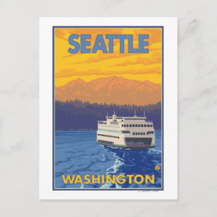 Carte Postale Ferry and Mountains - Seattle, Washington