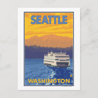 Carte Postale Ferry and Mountains - Seattle, Washington