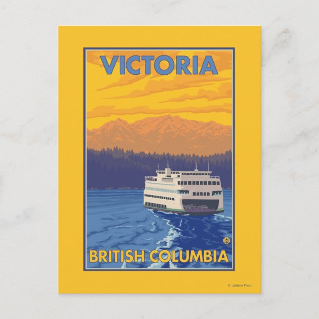 Carte Postale Ferry and Mountains - Victoria, C.-B. Canada (Devant)