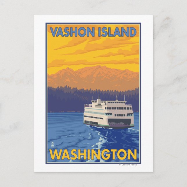 Carte Postale Ferry et montagne - île Vashon, (Devant)