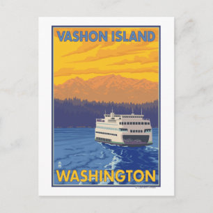 Carte Postale Ferry et montagne - île Vashon,