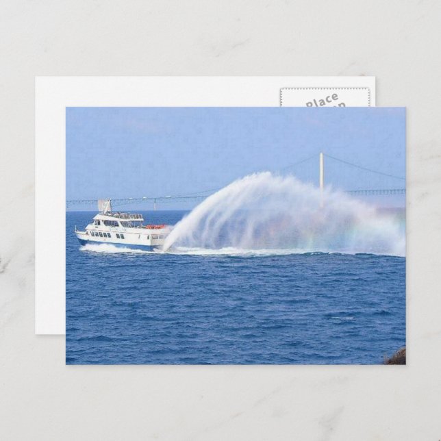 Carte Postale Ferry & Rainbow de Mackinac Island, Michigan, État (Devant / Derrière)