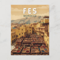Fès Maroc Illustration Voyage Art Vintage