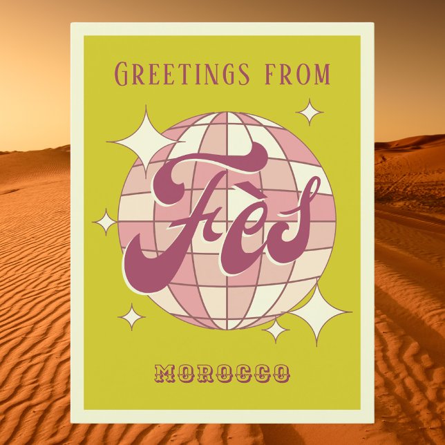 Carte Postale Fès Maroc vacances rétro vert (Créateur téléchargé)