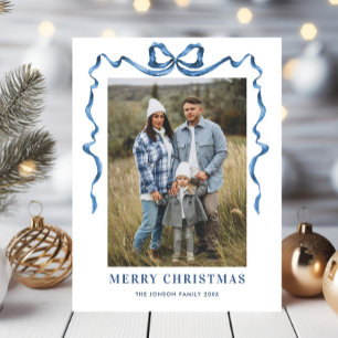 Carte Postale Festif Dusty Blue Christmas Bow Ribbon 2 Photo