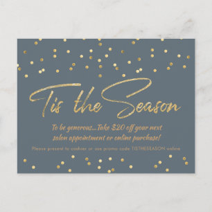 Carte Postale Festif Gold Confetti Holiday Business Promo