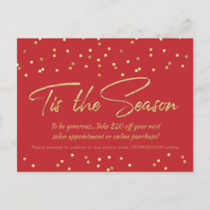 Carte Postale Festif Gold Confetti Holiday Business Promo