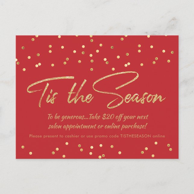 Carte Postale Festif Gold Confetti Holiday Business Promo (Devant)