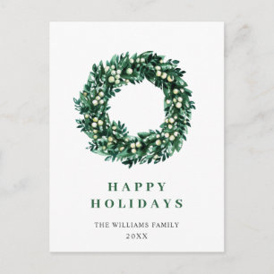 Carte Postale Festif Holly Berry Wreath Noël