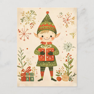 Carte Postale Festif mignon Gnome Noël Salutation