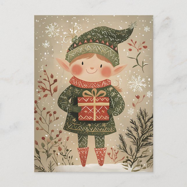 Carte Postale Festif mignon Gnome Noël Salutation (Devant)