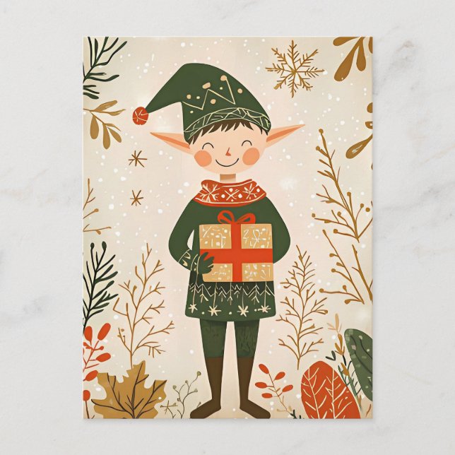 Carte Postale Festif mignon Gnome Noël Salutation (Devant)