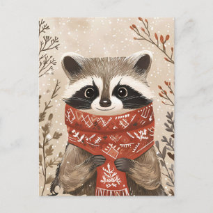 Carte Postale Festif mignon Racon Noël Salutation