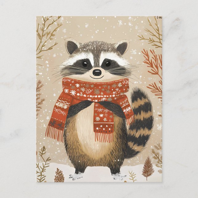 Carte Postale Festif mignon Racon Noël Salutation (Devant)