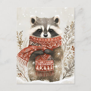 Carte Postale Festif mignon Racon Noël Salutation