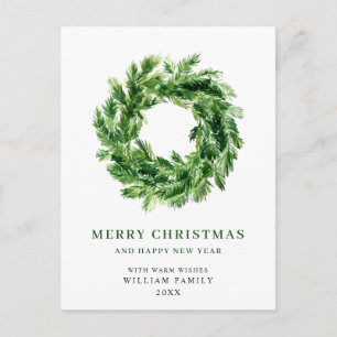 Carte Postale Festif Pine Branche Wreath Noël