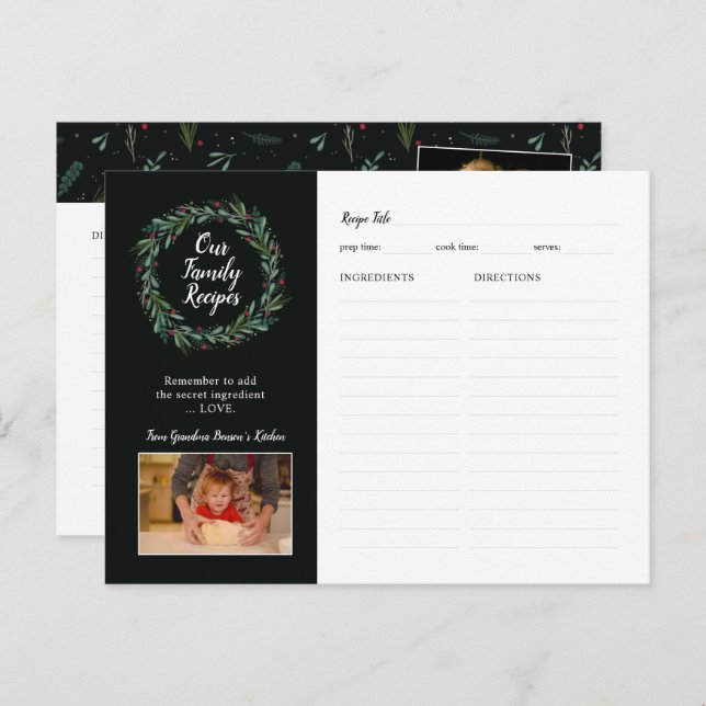 Carte Postale Festif Serre de Noël Berries Feuilles (Devant / Derrière)