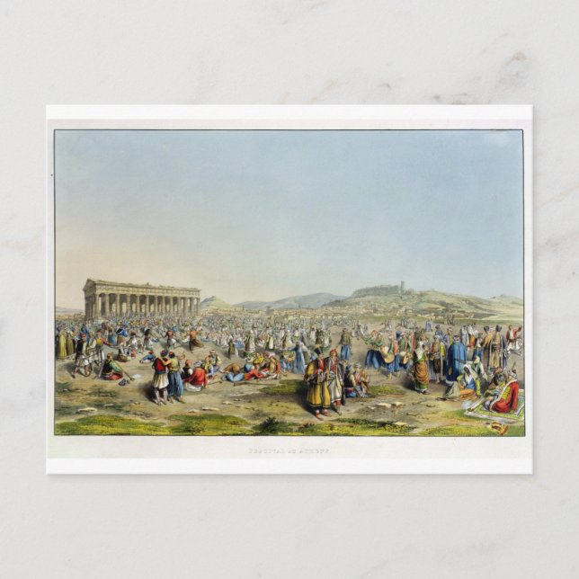 Carte Postale Festival à Athènes, pub. par J. Rodwell, 1830 (aqu (Devant)