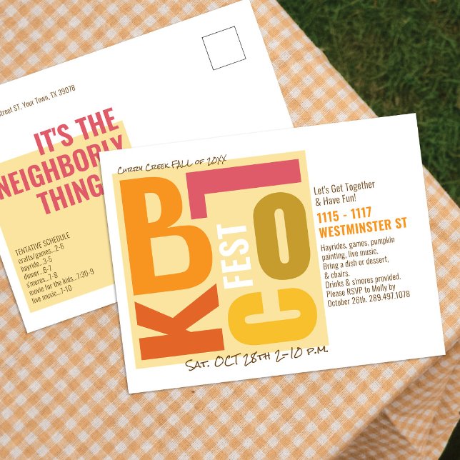 Carte Postale Festival de Bloc d'Automne Événement de Quartier d (Créateur téléchargé)