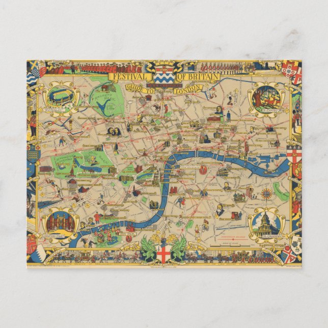 Carte Postale Festival de Britain : Guide to London Map (Devant)