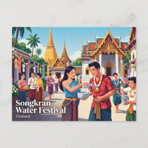 Carte Postale Festival de l'eau de Songkran en Thaïlande