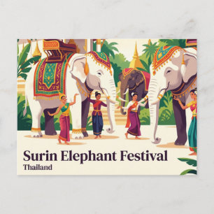 Carte Postale Festival de l'éléphant de Surin Thaïlande