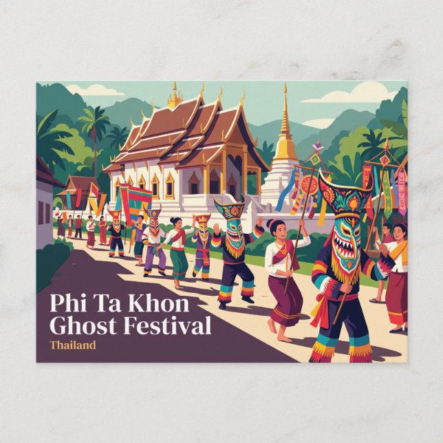 Carte Postale Festival des fantômes Phi Ta Khon, Dan Sai Thaïlan (Devant)