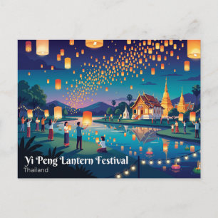 Carte Postale Festival des lanternes Yi Peng à Chiang Mai en Tha