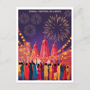 Carte Postale Festival des lumières de Diwali Vintage